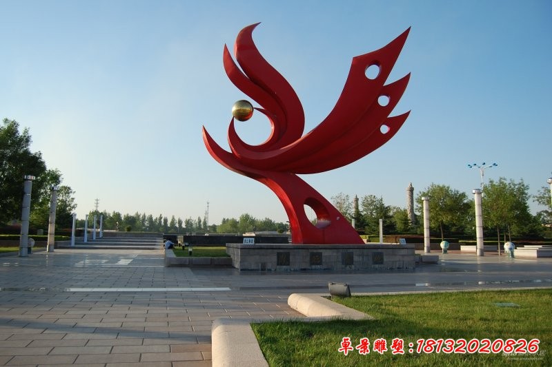 大型抽象凤凰公园不锈钢雕塑[1][1]