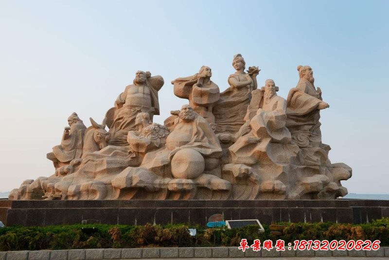 八仙过海石雕，广场大理石神仙[1][1]
