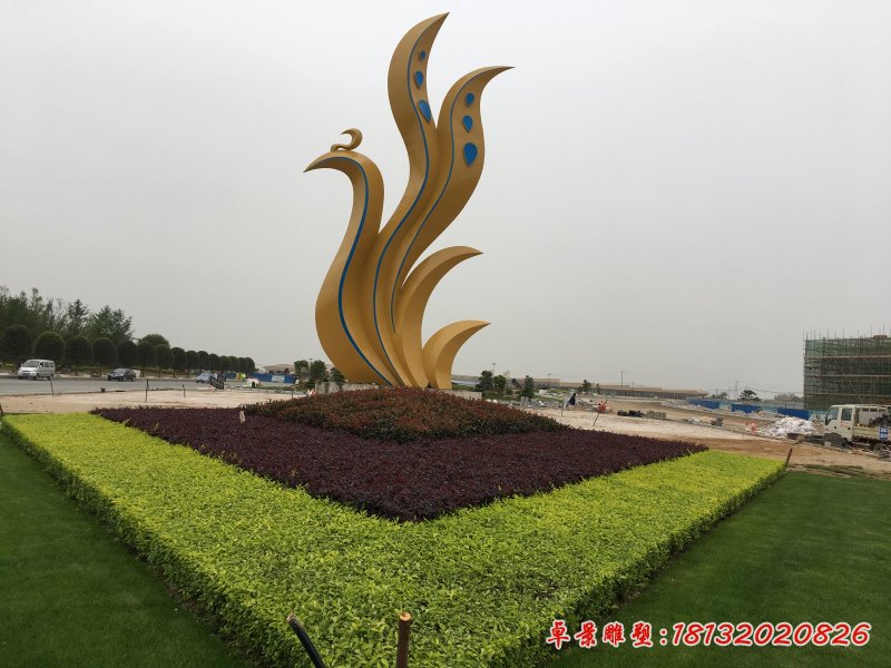 不锈钢抽象凤凰雕塑，大型广场雕塑 (1)[1]