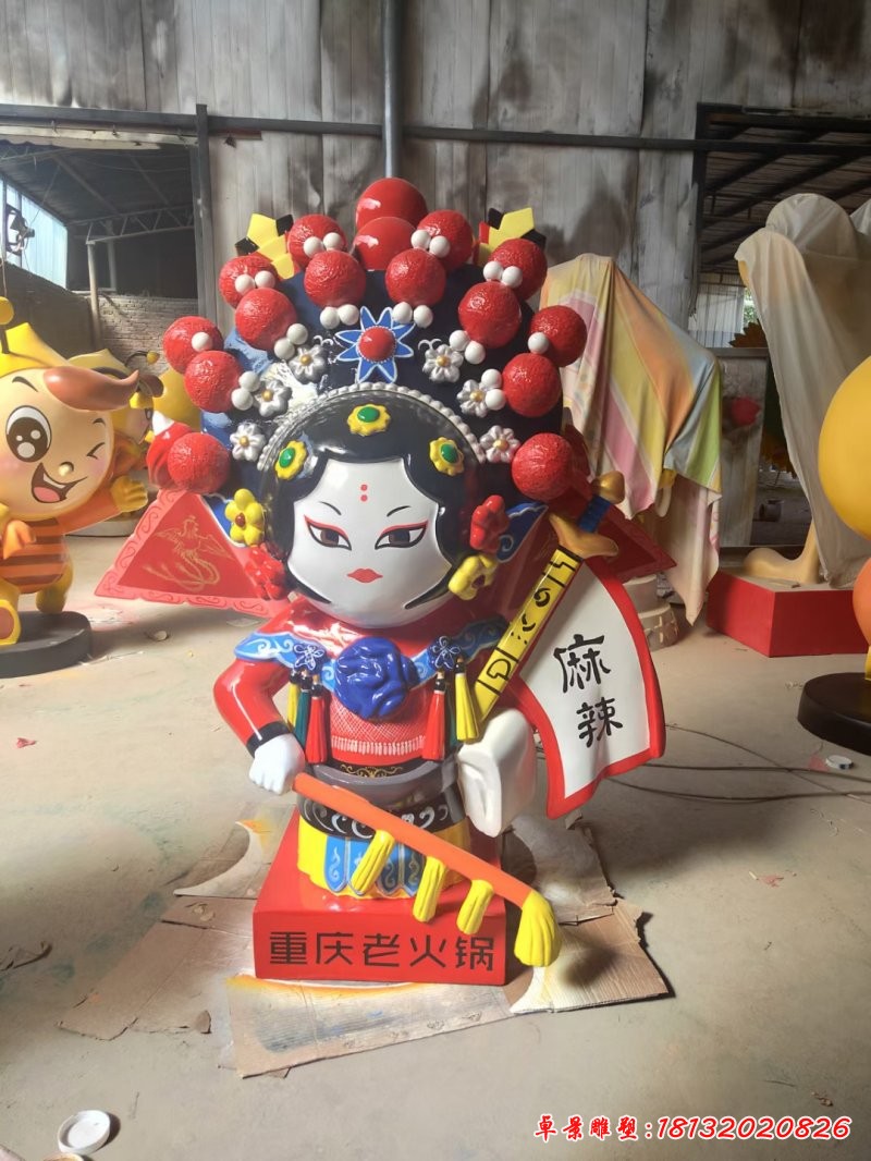 玻璃钢彩绘戏曲人物雕塑