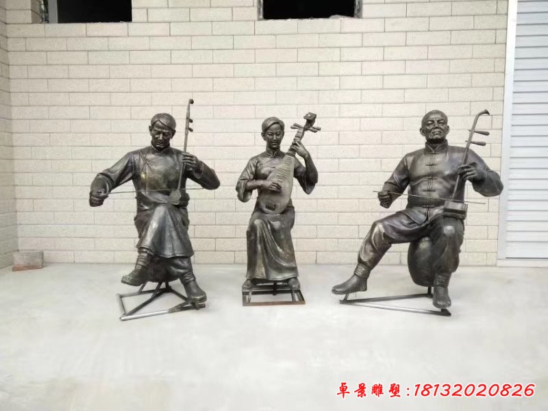戏曲伴奏人物铜雕