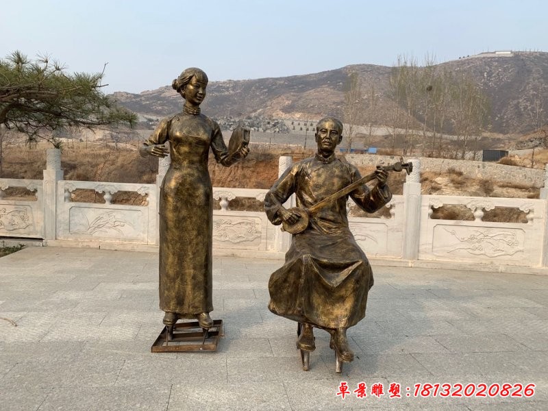 唱戏人物铜雕