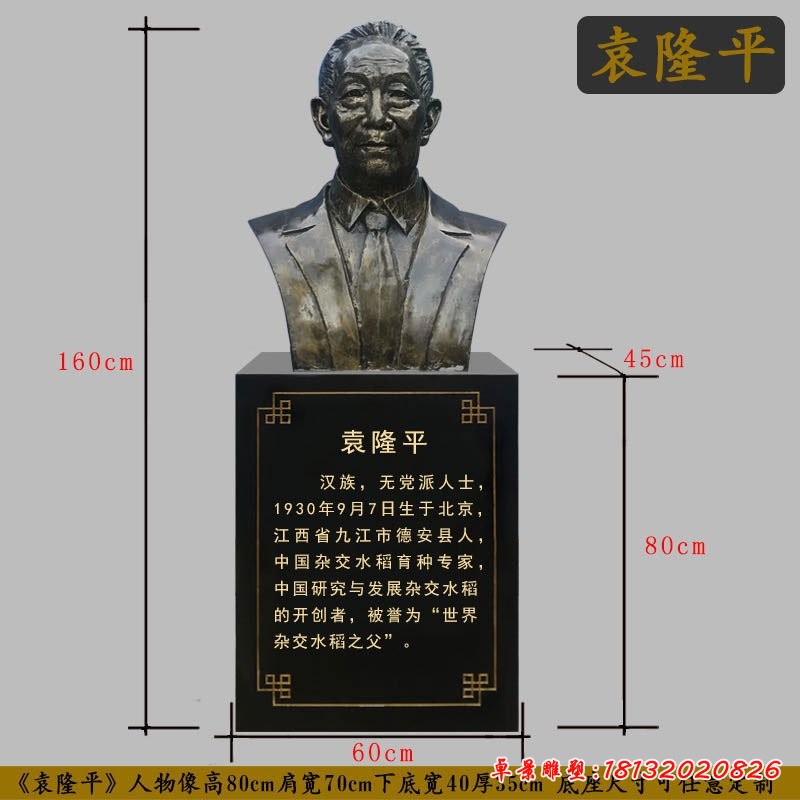 水稻之父袁隆平胸像铜雕