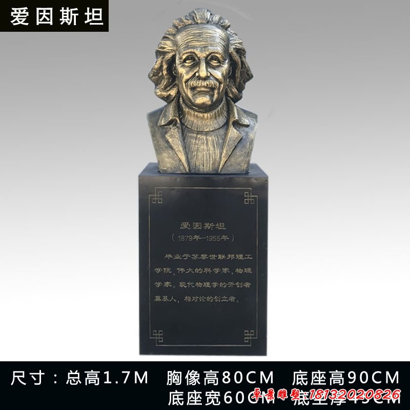 西方名人爱因斯坦胸像铜雕