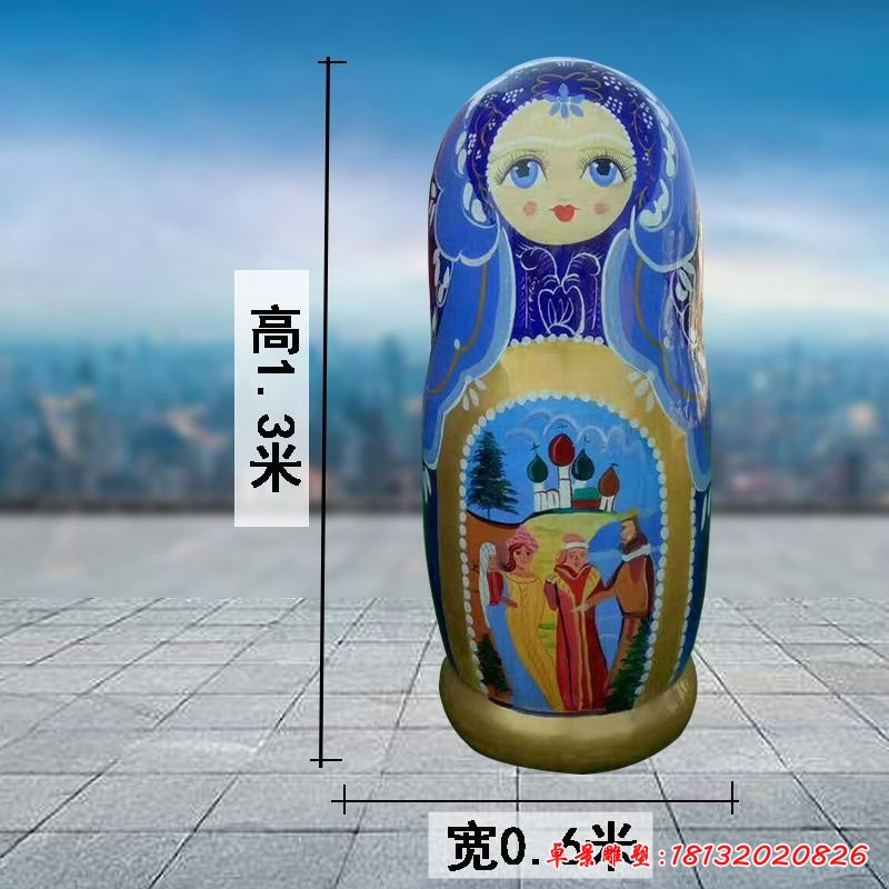 玻璃钢彩绘俄罗斯套娃雕塑