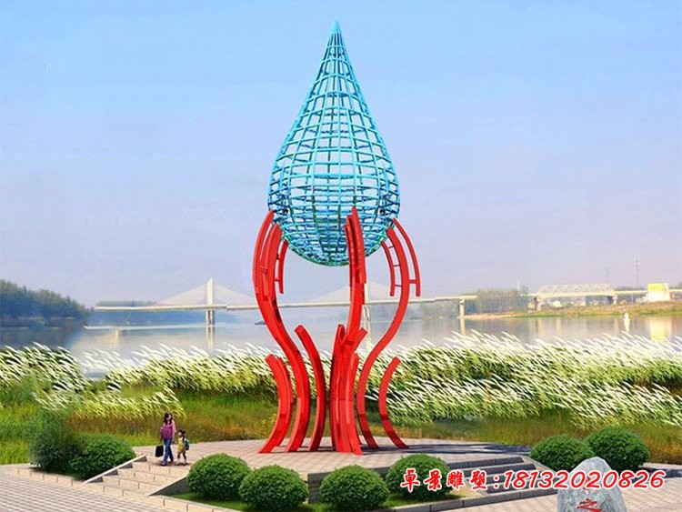 不锈钢大型水滴雕塑