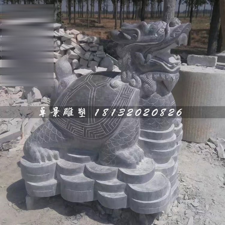 招财龙龟雕塑，石雕龙龟