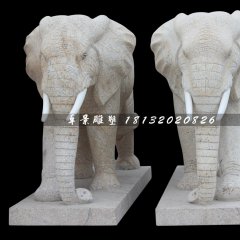 大象石雕，大理石大象雕塑
