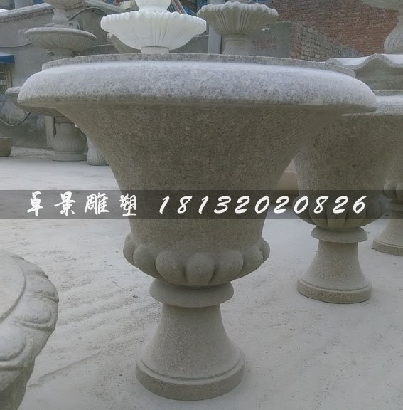 大理石花盆雕塑 广场石雕花盆 