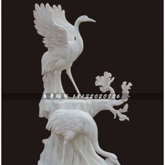 丹顶鹤石雕，汉白玉仙鹤