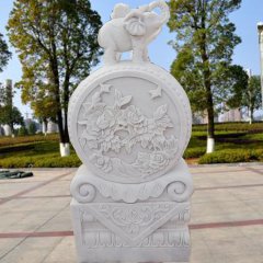 抱鼓石石雕，汉白玉门墩雕塑