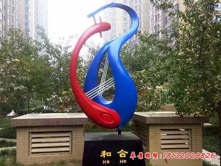小区不锈钢和合雕塑