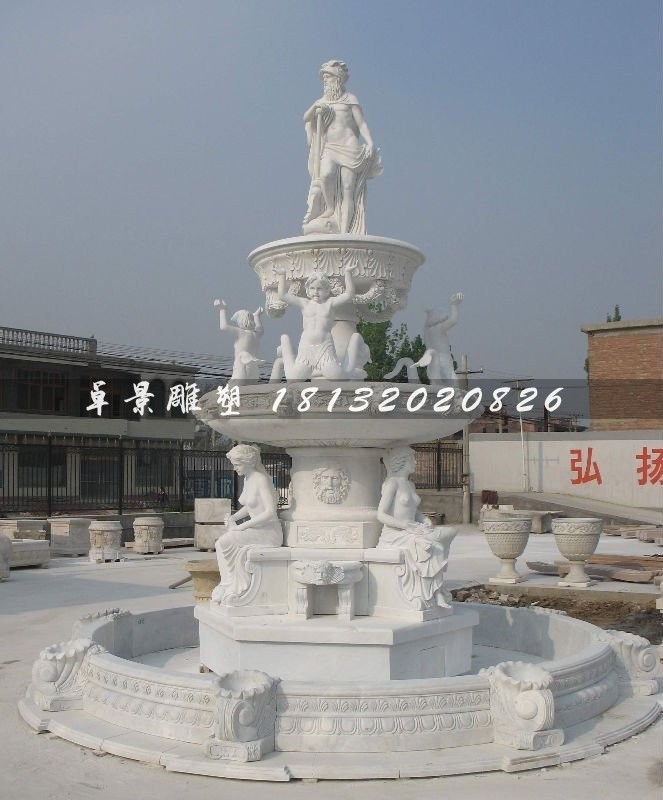 汉白玉西方人物喷泉雕塑