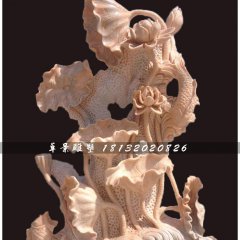荷花景观石雕，晚霞红石雕