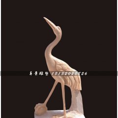 仙鹤石雕，晚霞红仙鹤雕塑，公园动物雕塑