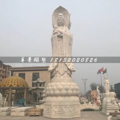 三面观音石雕佛像，石头观音菩萨雕塑