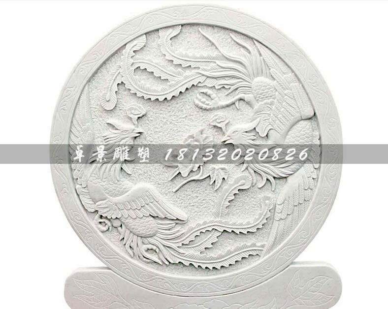 两个凤凰浮雕汉白玉石浮雕