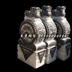 石雕门鼓，青石门墩雕塑