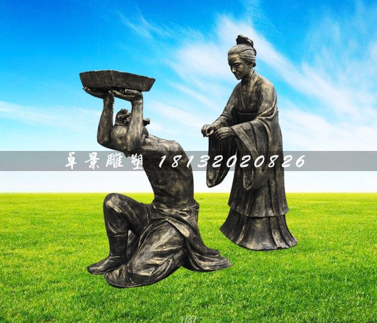古代人物岳母刺字铜雕