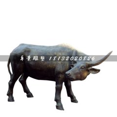 玻璃钢仿铜牛，玻璃钢金牛雕塑