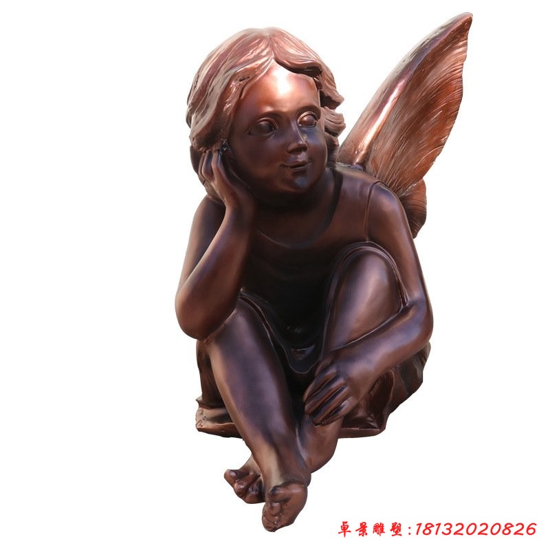 玻璃钢仿铜西方小天使雕塑