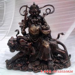 铜财神雕塑，财神骑虎铜雕