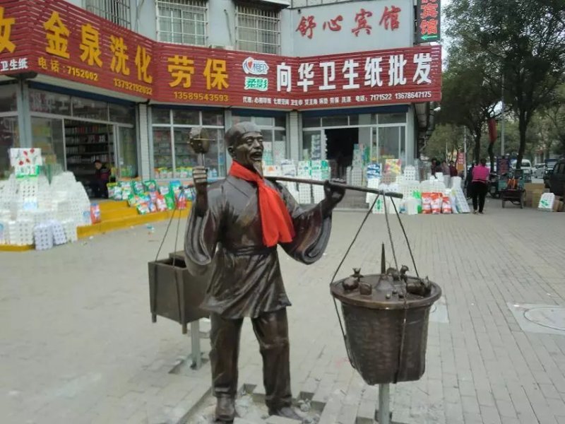 叫卖铜雕，人物铜雕，广场景观铜雕