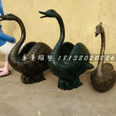 玻璃钢天鹅雕塑，仿铜天鹅雕塑