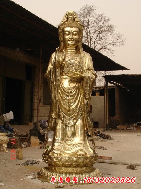 观音菩萨铜雕，铸铜观音菩萨雕塑
