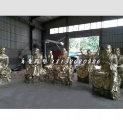 玻璃钢十八罗汉雕塑，仿铜玻璃钢雕塑