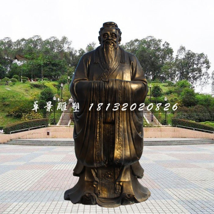 孔圣子铜雕，广场大型孔子雕塑