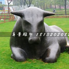 抽象牛铜雕，公园动物铜雕
