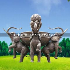 大象喷泉铜雕，公园动物喷泉铜雕