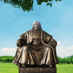 成吉思汗铜雕，广场古人铜雕