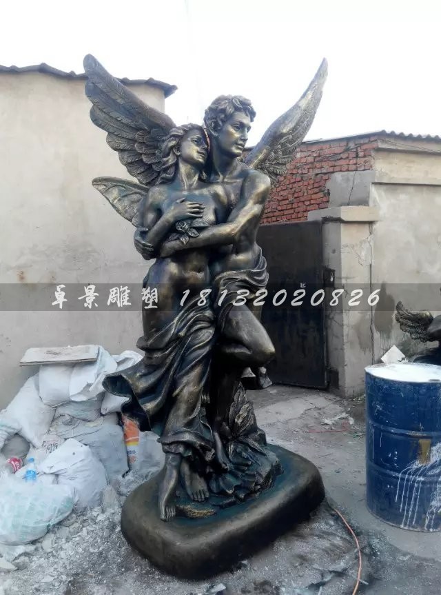 西方爱神雕塑，玻璃钢仿铜人物雕塑(2)