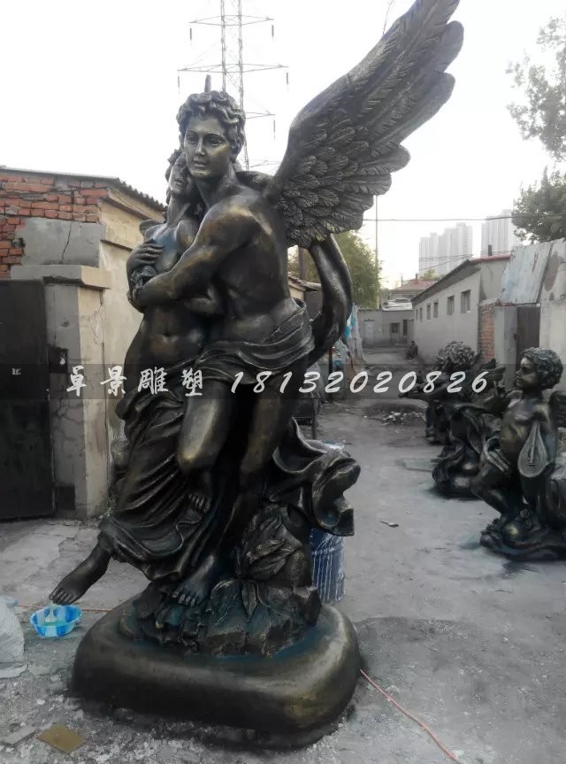 西方爱神雕塑，玻璃钢仿铜人物雕塑 (1)