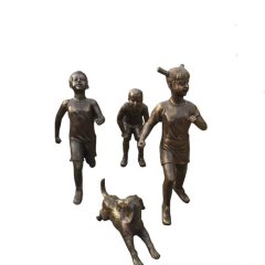 小孩玩耍铜雕，公园小品铜雕