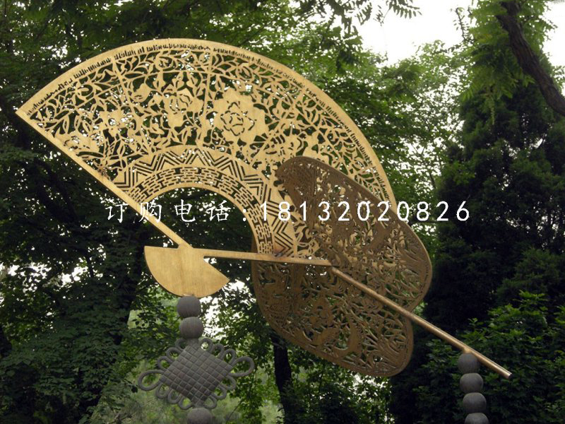 不锈钢扇子雕塑，公园景观不锈钢雕塑