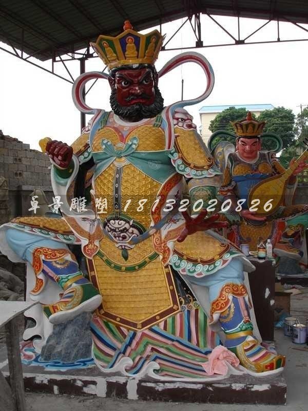 玻璃钢四大天王雕塑，玻璃钢彩色四大天王雕塑