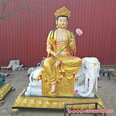 玻璃钢普贤菩萨雕塑，玻璃钢彩绘普贤菩萨雕塑