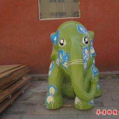 玻璃钢彩色大象雕塑，公园玻璃钢大象雕塑