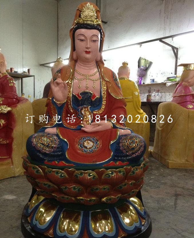 玻璃钢观音菩萨雕塑，玻璃钢彩绘观音雕塑