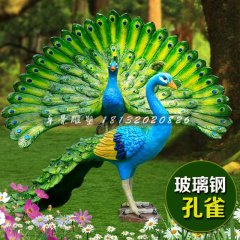 玻璃钢孔雀雕塑，仿真孔雀雕塑