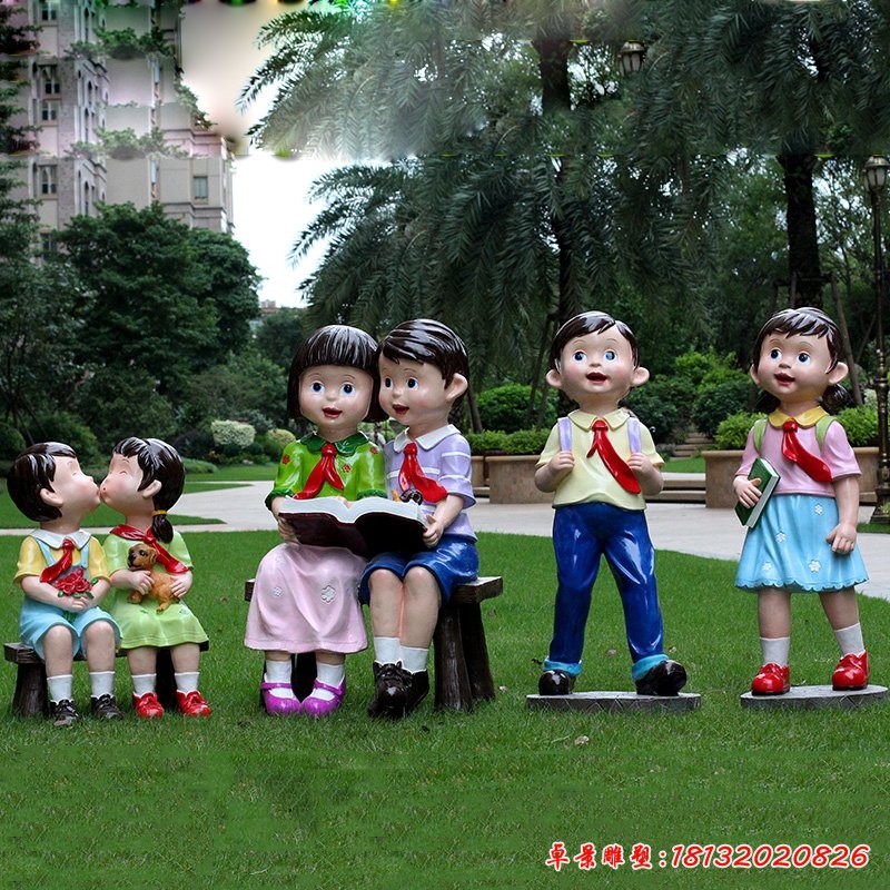玻璃钢小学生雕塑，玻璃钢人物雕塑