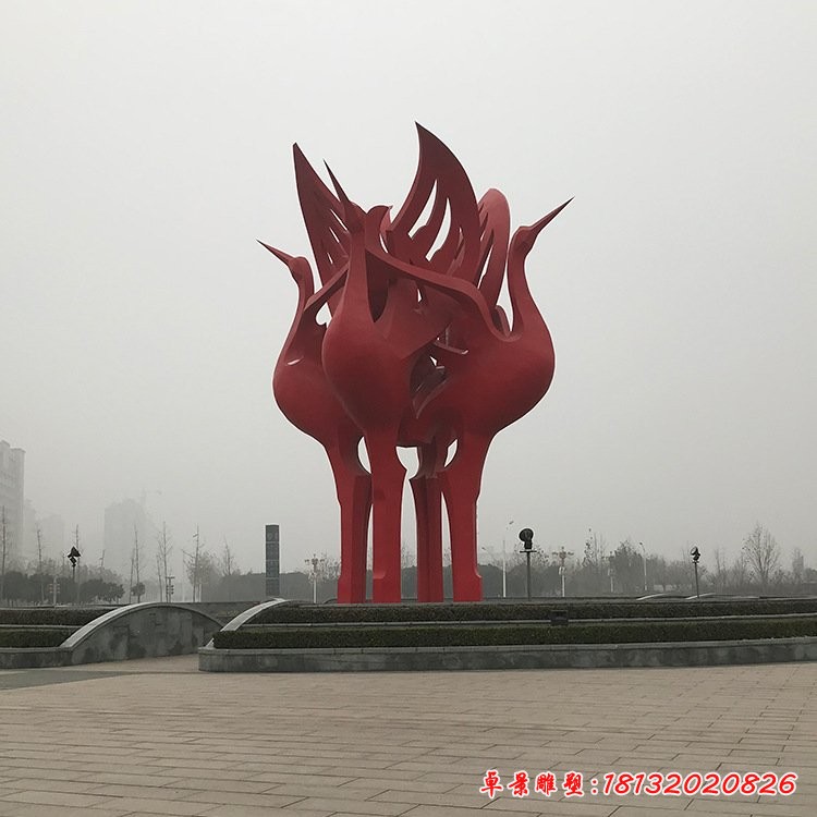 不锈钢城市抽象大型丹顶鹤