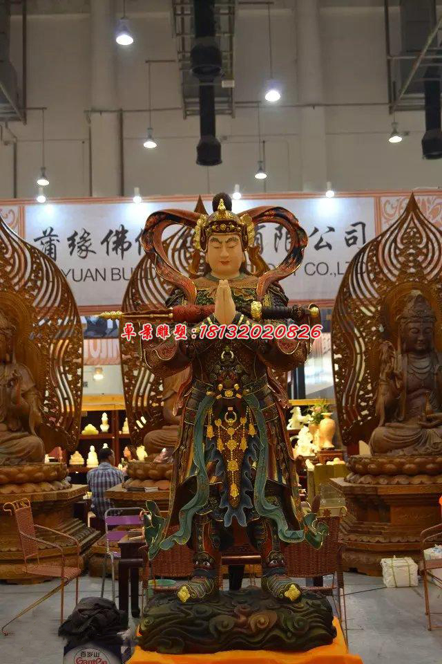 玻璃钢韦陀菩萨雕塑，玻璃钢神仙雕塑