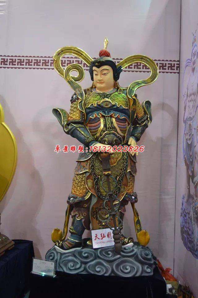 玻璃钢韦陀菩萨雕塑，玻璃钢神仙雕塑