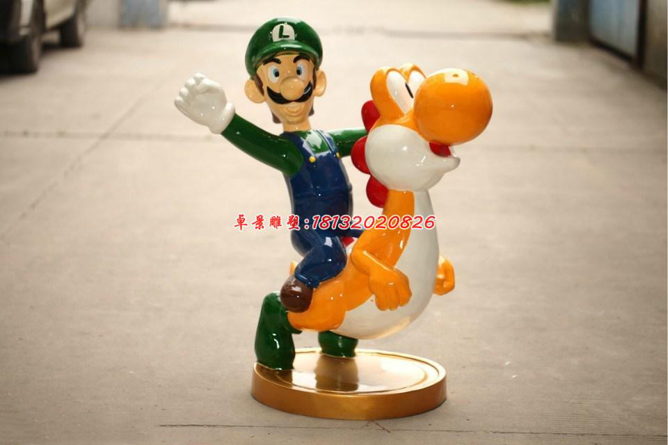 玻璃钢玛丽奥雕塑，卡通人物雕塑