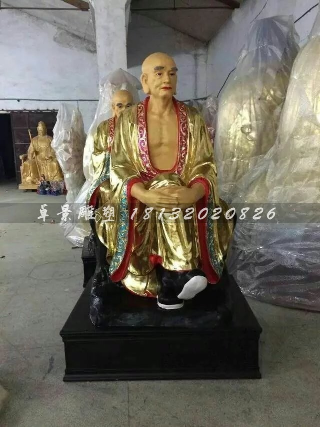 十八罗汉雕塑，玻璃钢贴金佛像