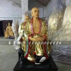 十八罗汉雕塑，玻璃钢贴金佛像